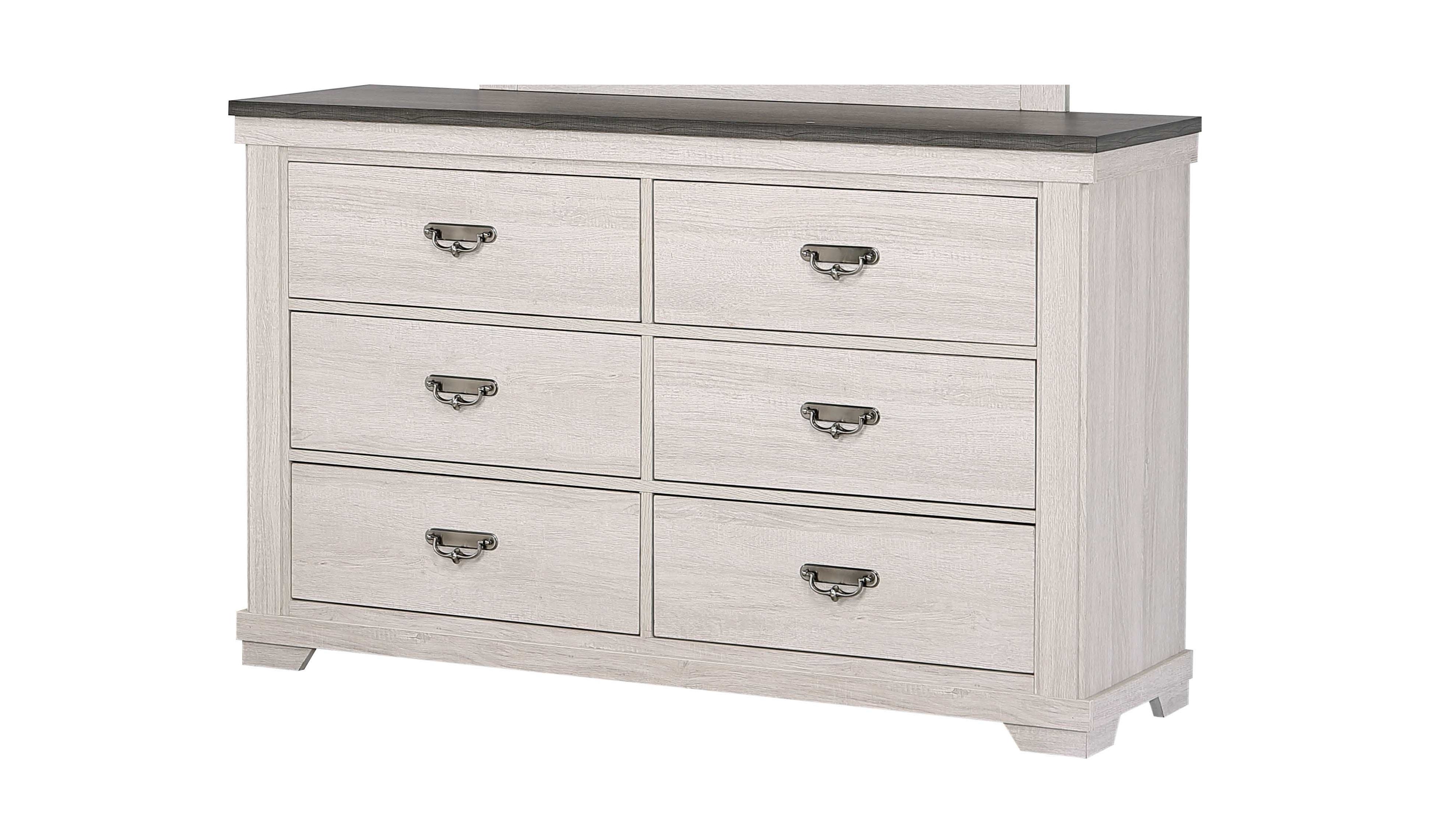 1Pc Farmhouse Style Six Drawer Dresser Beige Finish Rustic Bedroom Sol
