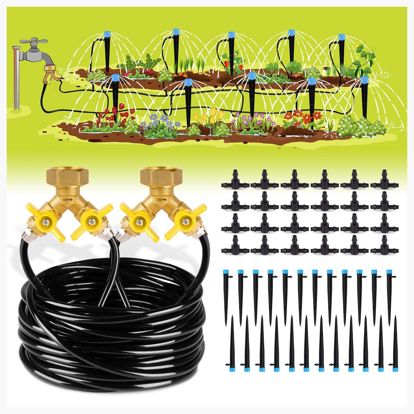 100Ft Drip Irrigation Kit Plant Watering System 8X5Mm