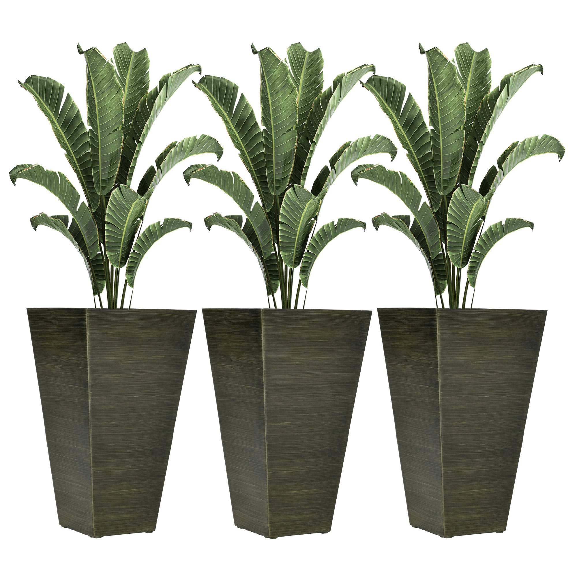 large tall plant pots indoor Outsunny 28" Tall Outdoor Planters, Set Of 3 Large Taper Planters With