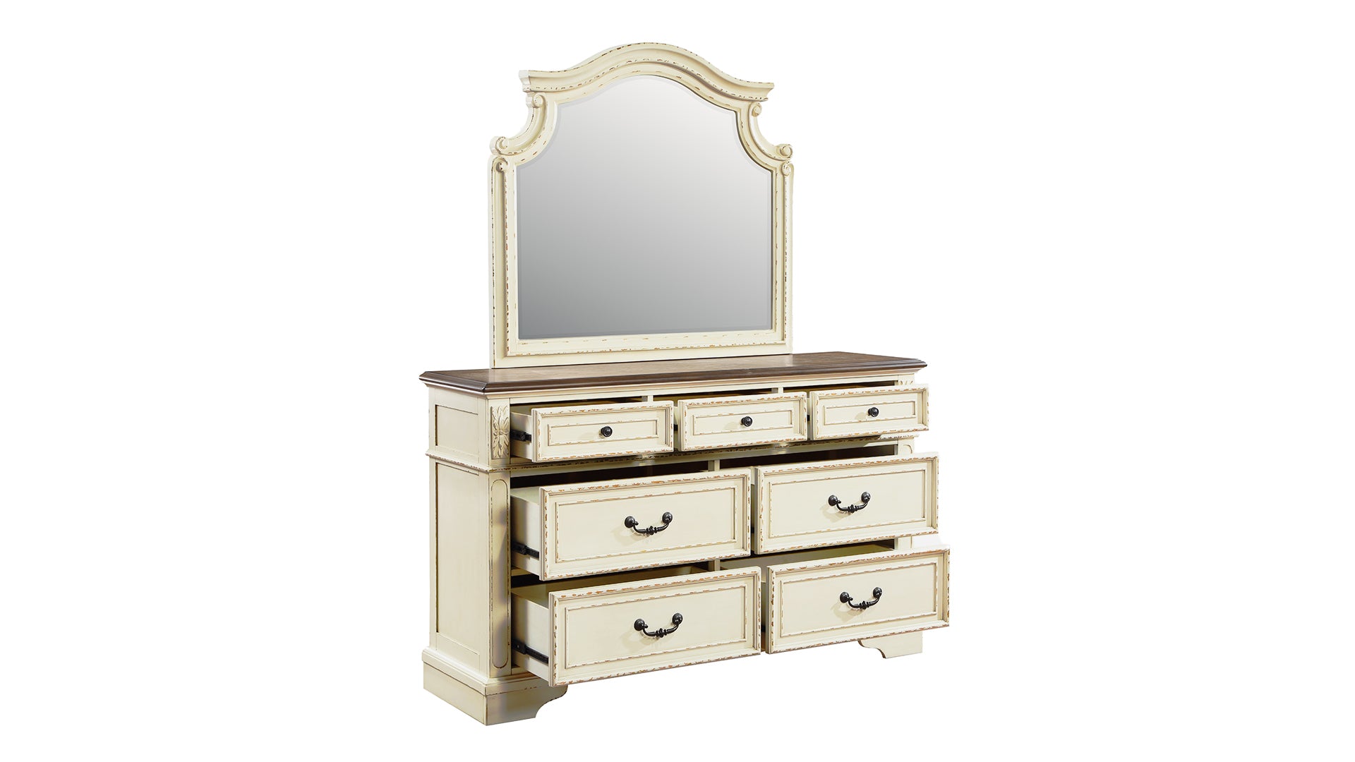 Noble Traditional Style 7 Drawer Dresser Made With Wood In Antique Bei