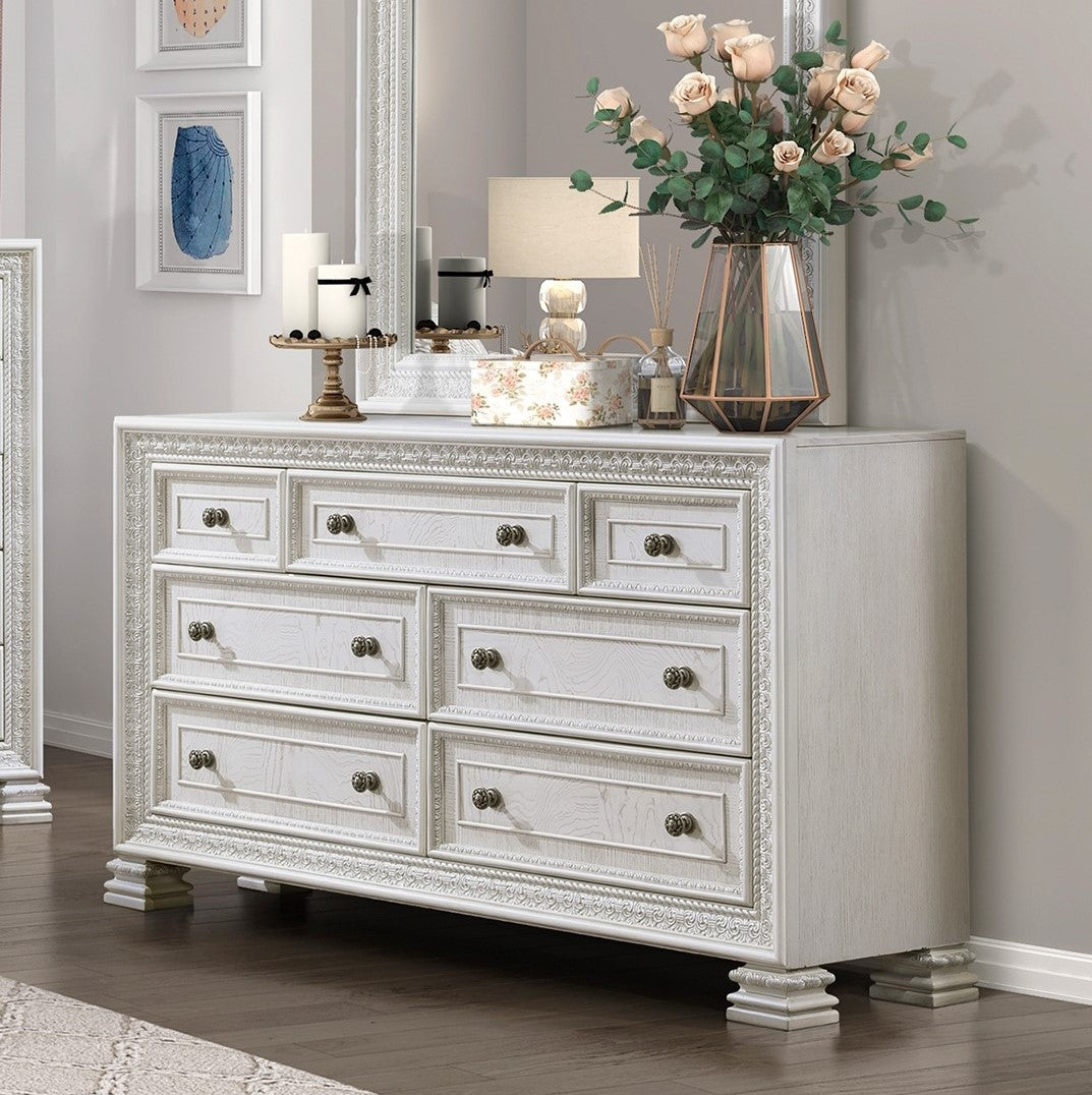 Deville Pearl White Modern 7-Drawer Dresser Deville Pearl White Modern 7-Drawer Dresser
