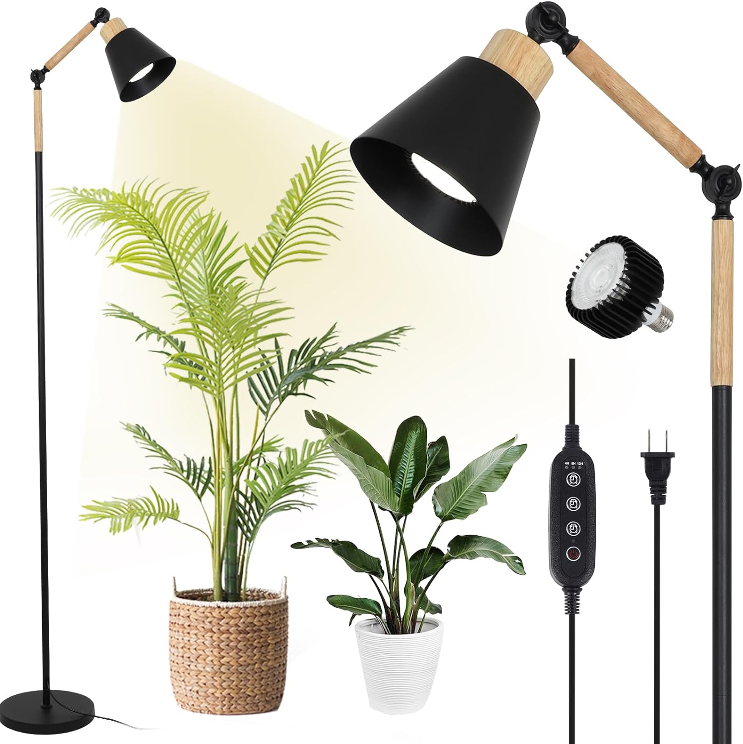 grow lights for tall plants Grow Lights For Indoor Plants Full Spectrum, Plant Lights For Indoor Growing With 20W Cob Grow Light Blub, 4 8 12H Timer, Standing Tall Grow Lamp For