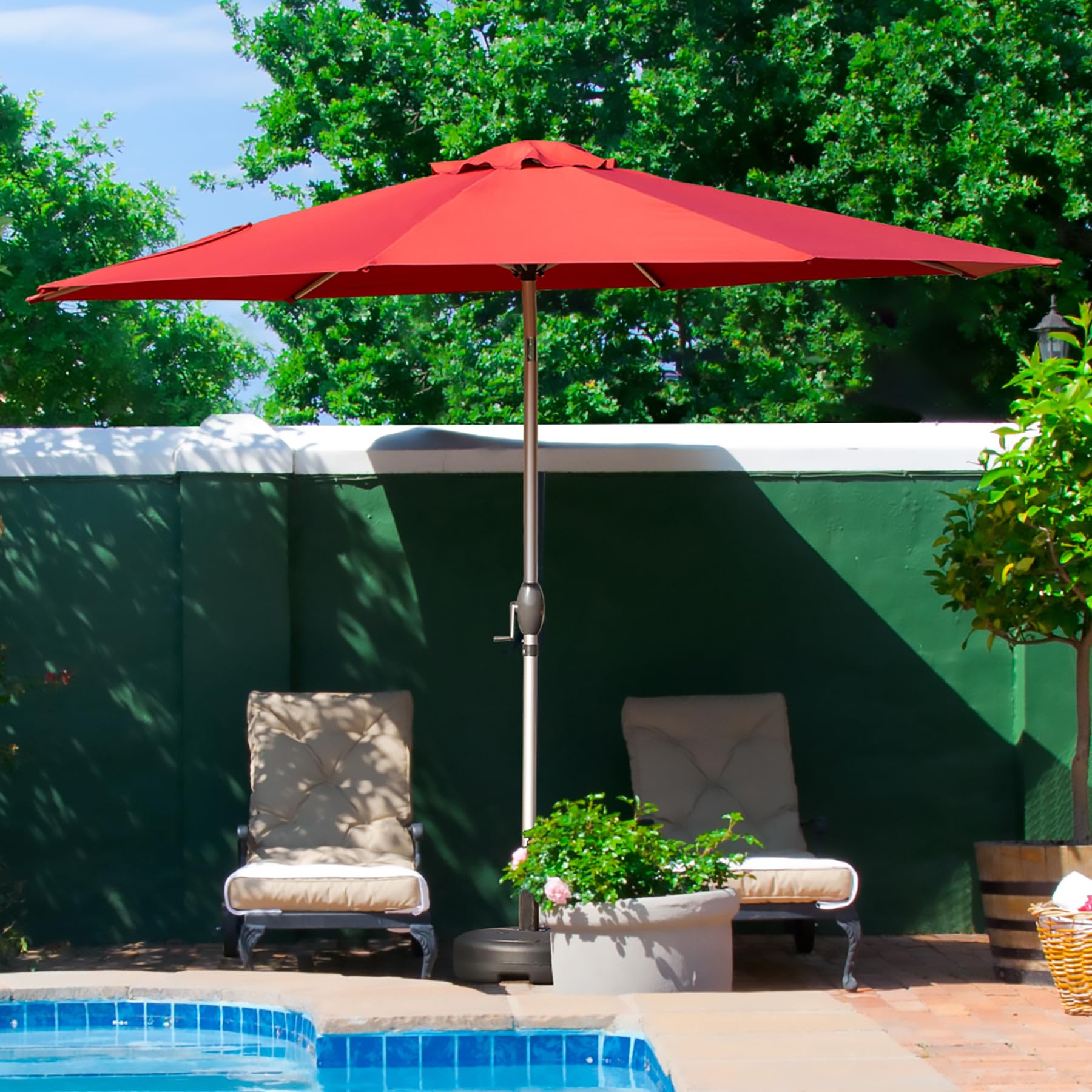 ace hardware offset patio umbrella Living Accents 9 ft. Tiltable White Patio Umbrella Mfr# UM90WGFYQ-01F