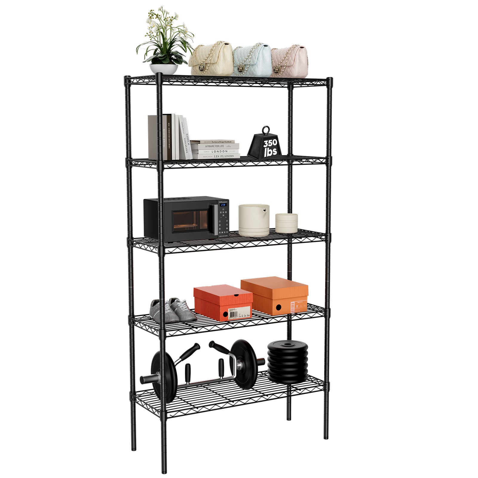 5-Tier Wire Shelves Unit Adjustable Metal Shelf Rack deals Kitchen Storage Organizer