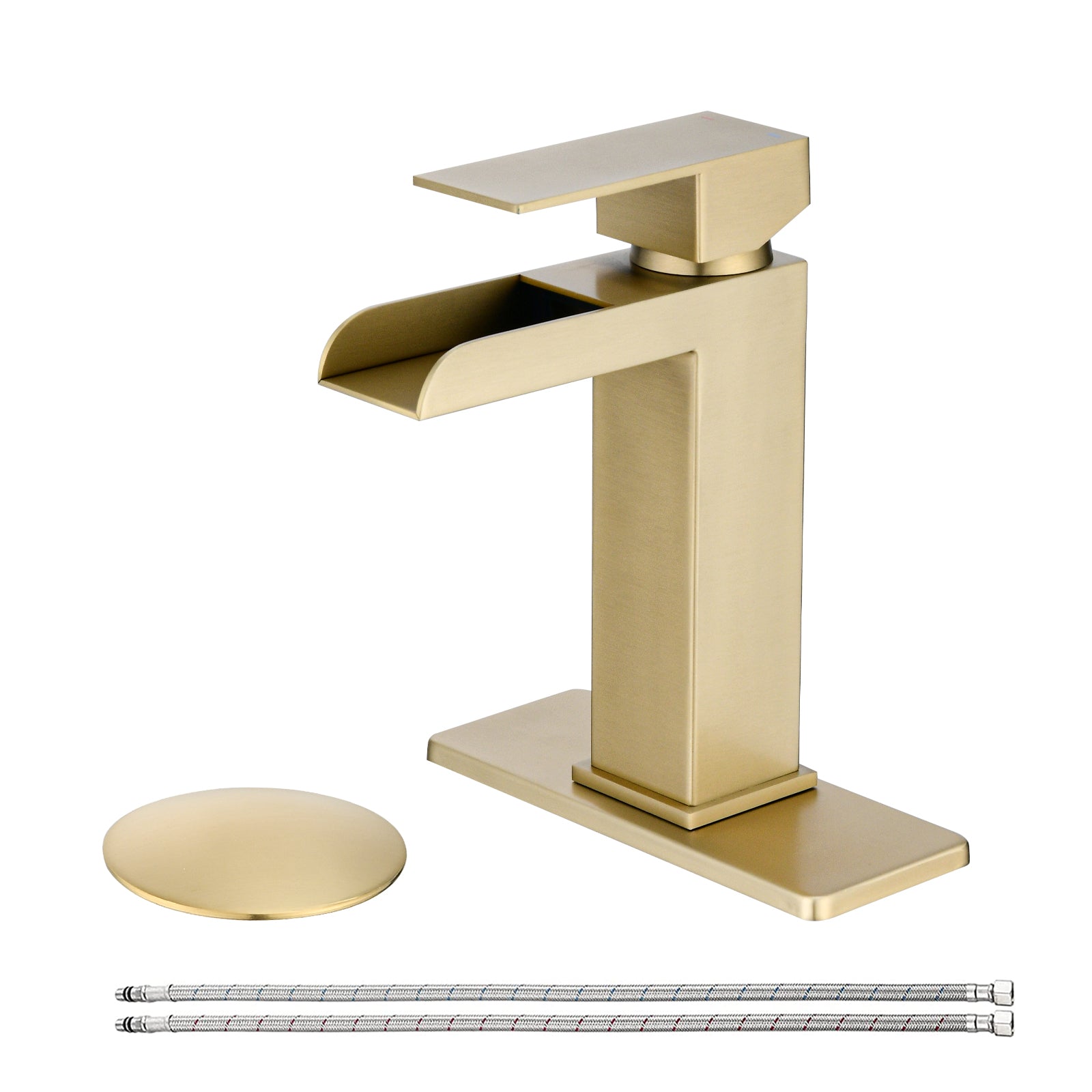 XHZSFYOU Single Hole Bathroom Faucet - Brushed Gold Brass Sink Faucet With 360° Swivel Spout