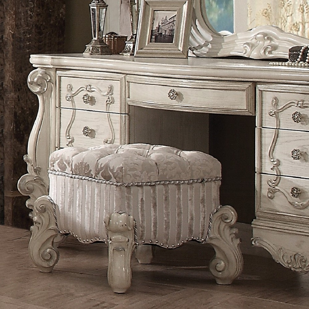 Ivory And Bone White Vanity Stool With Trim Ivory Vanity Stools Bedroom Rectangular White Armless Wood Fabric Ivory And Bone White Vanity Stool With Trim Ivory Vanity Stools Bedroom Rectangular White Armless Wood Fabric