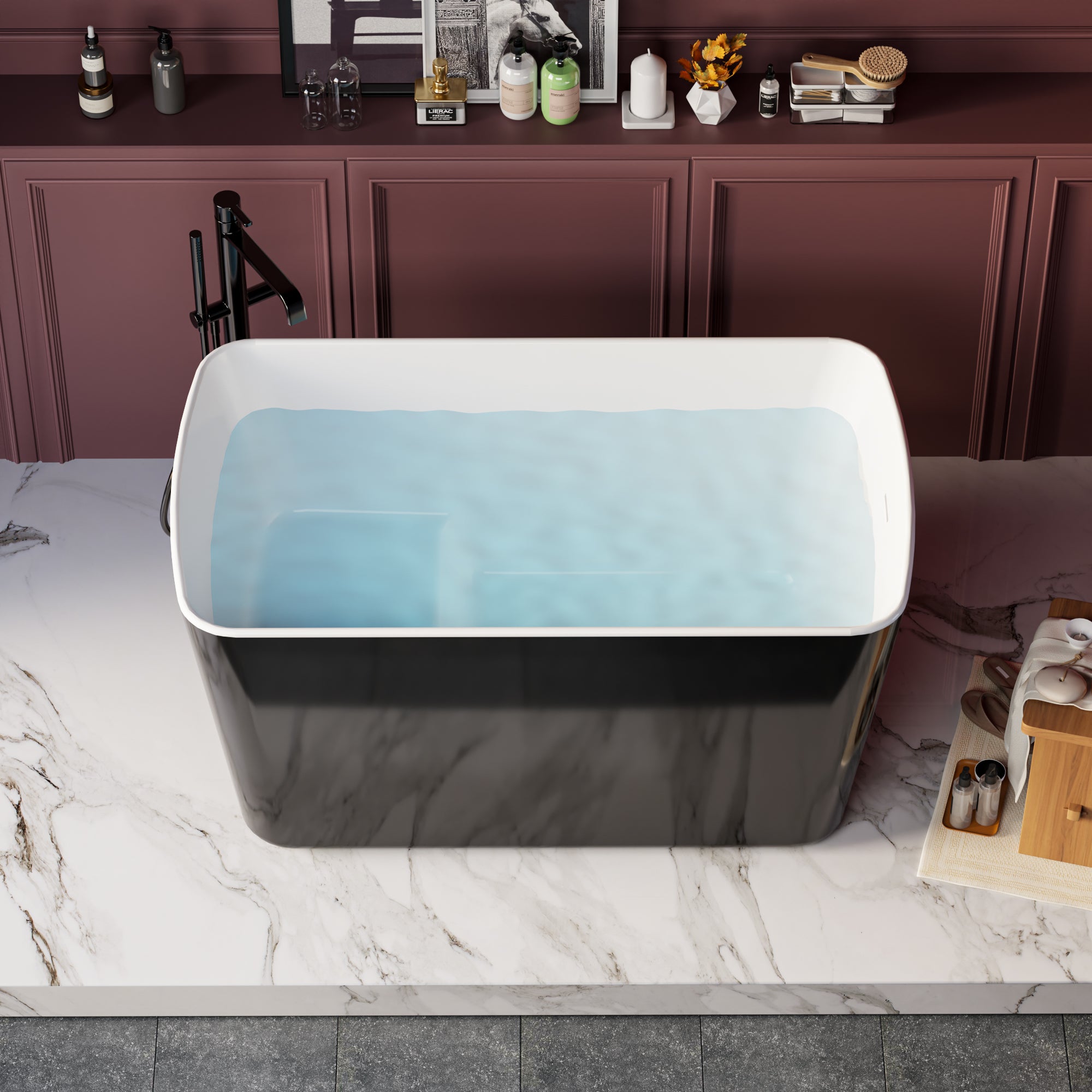 49'' X 28'' Acrylic Freestanding Soaking Bathtub, Square Shape Japanes