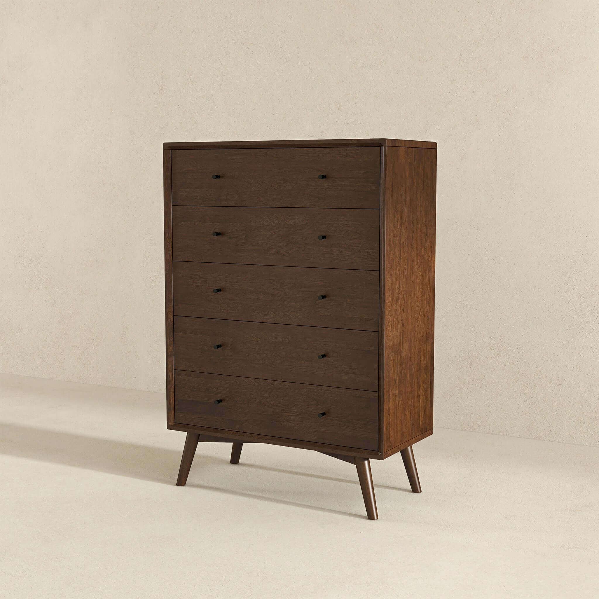 Caroline Mid Century Modern Solid Wood Dresser 5 Drawer Dark Brown Bro Caroline Mid Century Modern Solid Wood Dresser 5 Drawer Dark Brown Bro