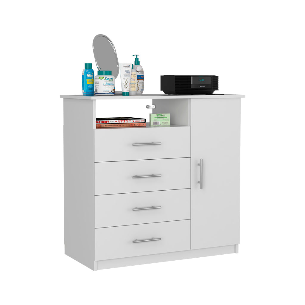 4 Drawer Dresser, One Open Shelf, Superior Top, Single Door Cabinet, W 4 Drawer Dresser, One Open Shelf, Superior Top, Single Door Cabinet, W