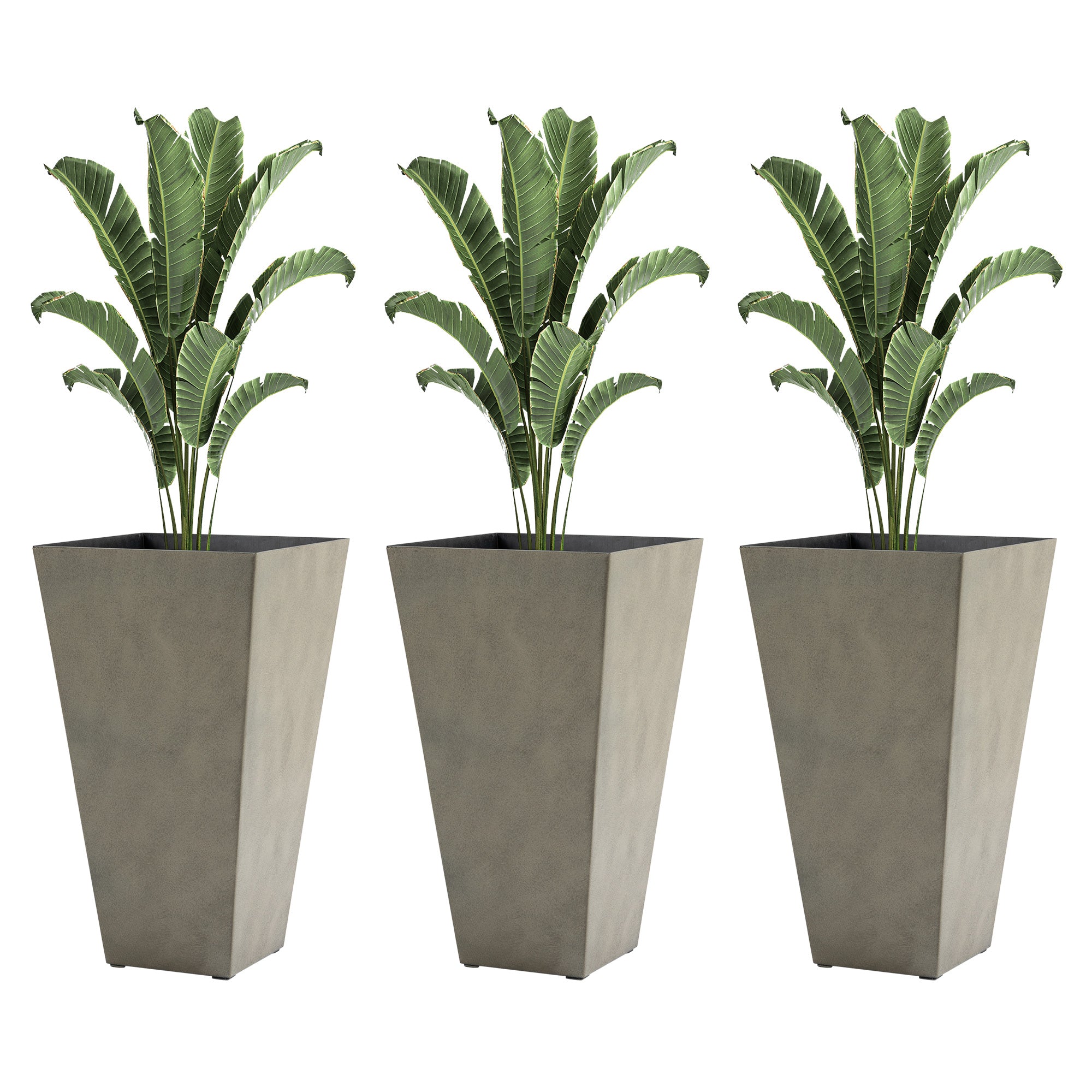 polypropylene plant pots Outsunny Set Of 3 Tall Planters With Drainage Hole, 28" Outdoor Flower Pots, Indoor Planters For Porch Patio And Deck, Gray Gray Polypropylene