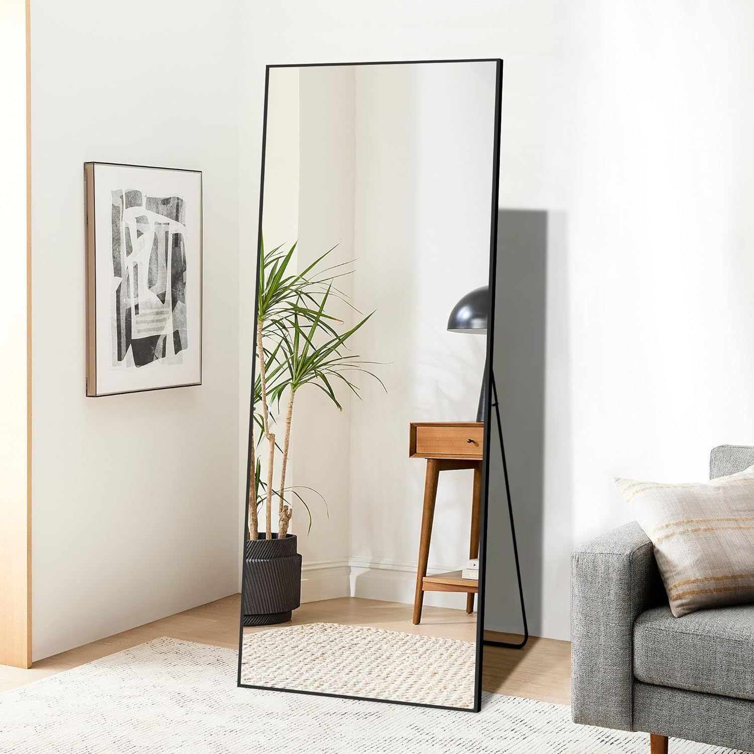 Dolonm 64X21 Inch Full Length Mirror, Aluminum Alloy Frame Floor Mirro
