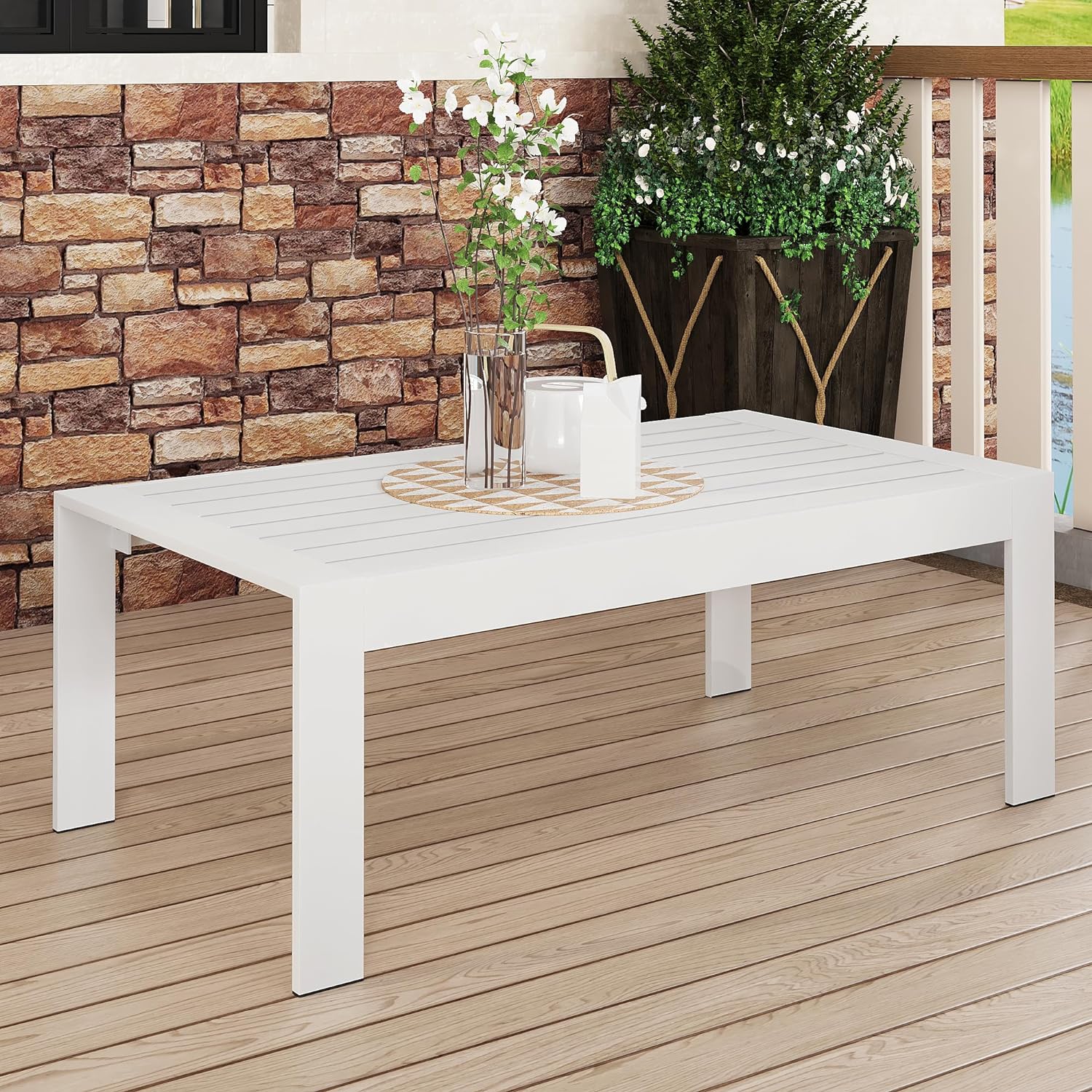 All Weather Aluminum Outdoor Coffee Table, Modern Coffee Table For Out