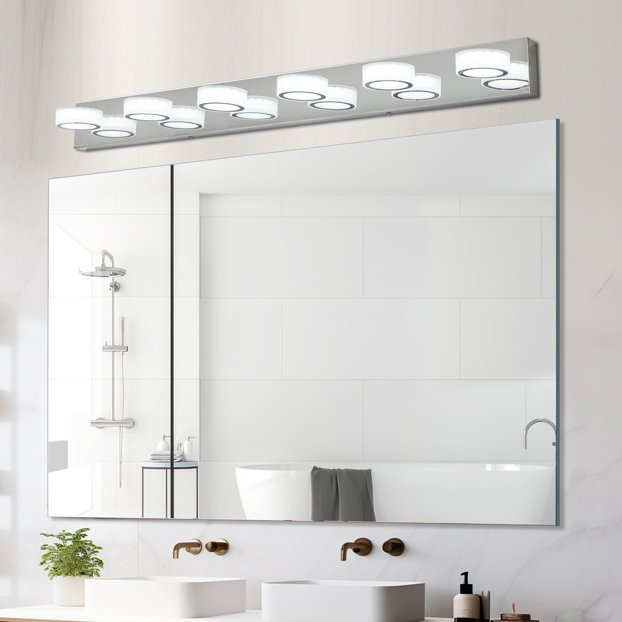 Y'INSP Chrome Rectangle Tube Bathroom LED Vanity Light