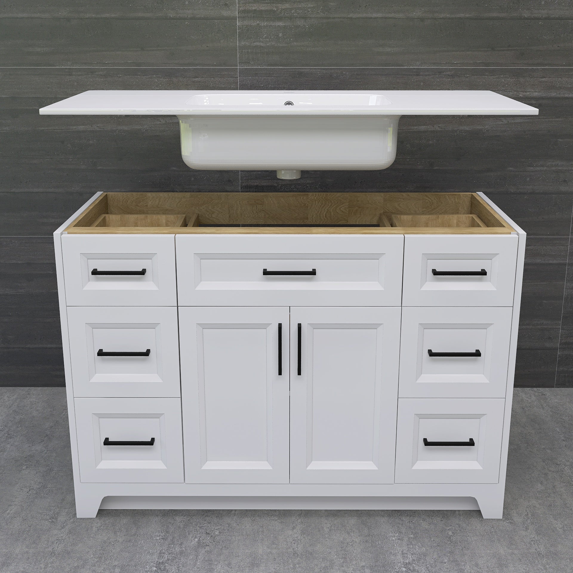 Solid Wood 48 Inch Bathroom Vanity With Single Sink Combo, Modern Vani