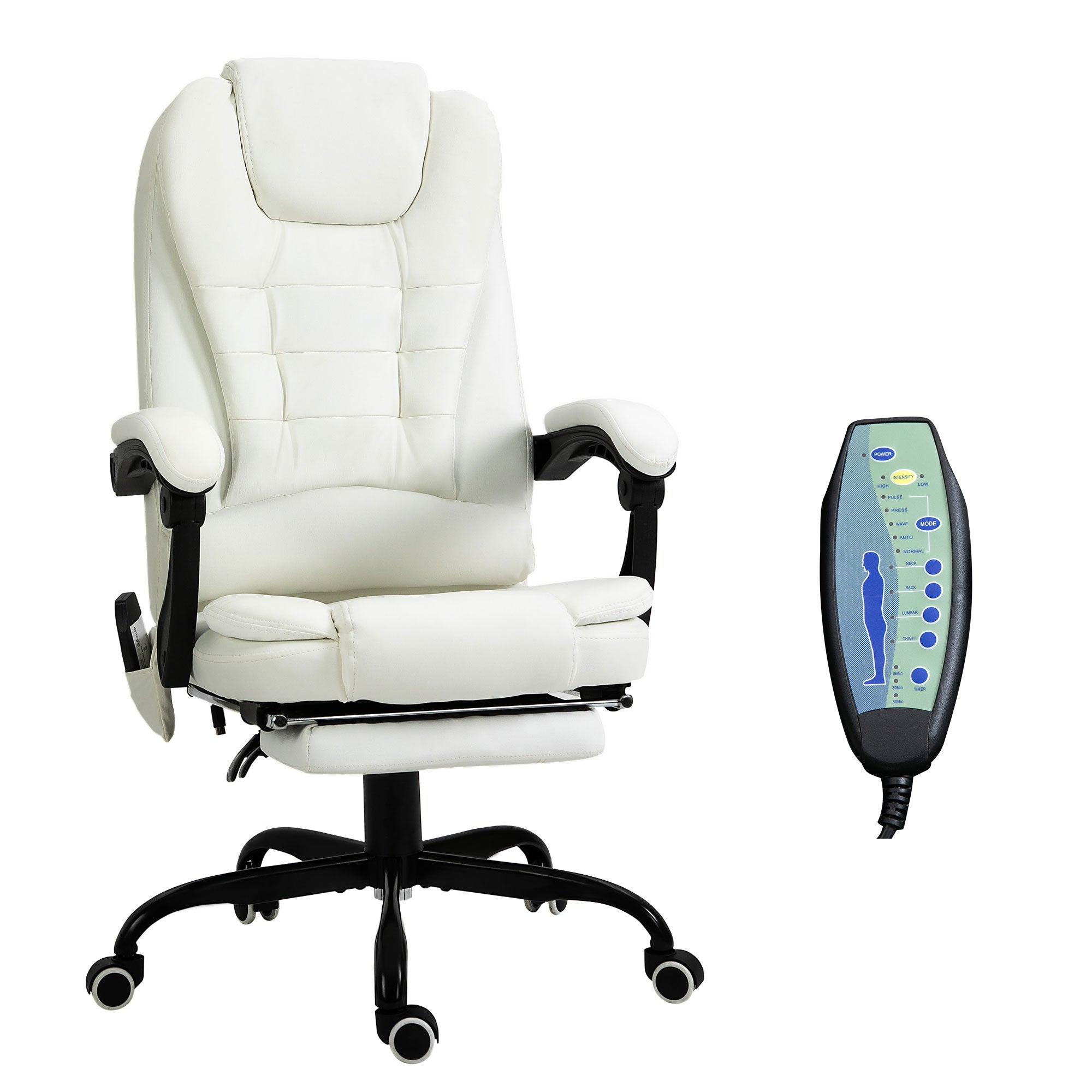 Vinsetto 7 Point Vibrating Massage Office Chair, High Back, White Whit Vinsetto 7 Point Vibrating Massage Office Chair, High Back, White Whit
