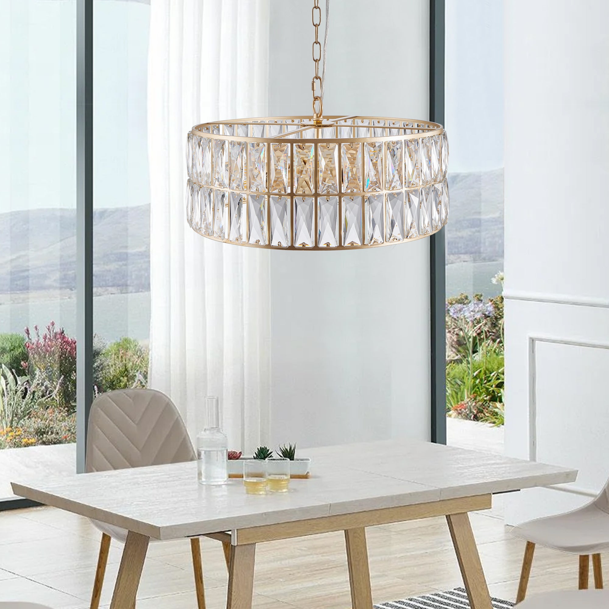 Modern Drum Pendant Lighting Amber Glass Drum Pendant Lighting