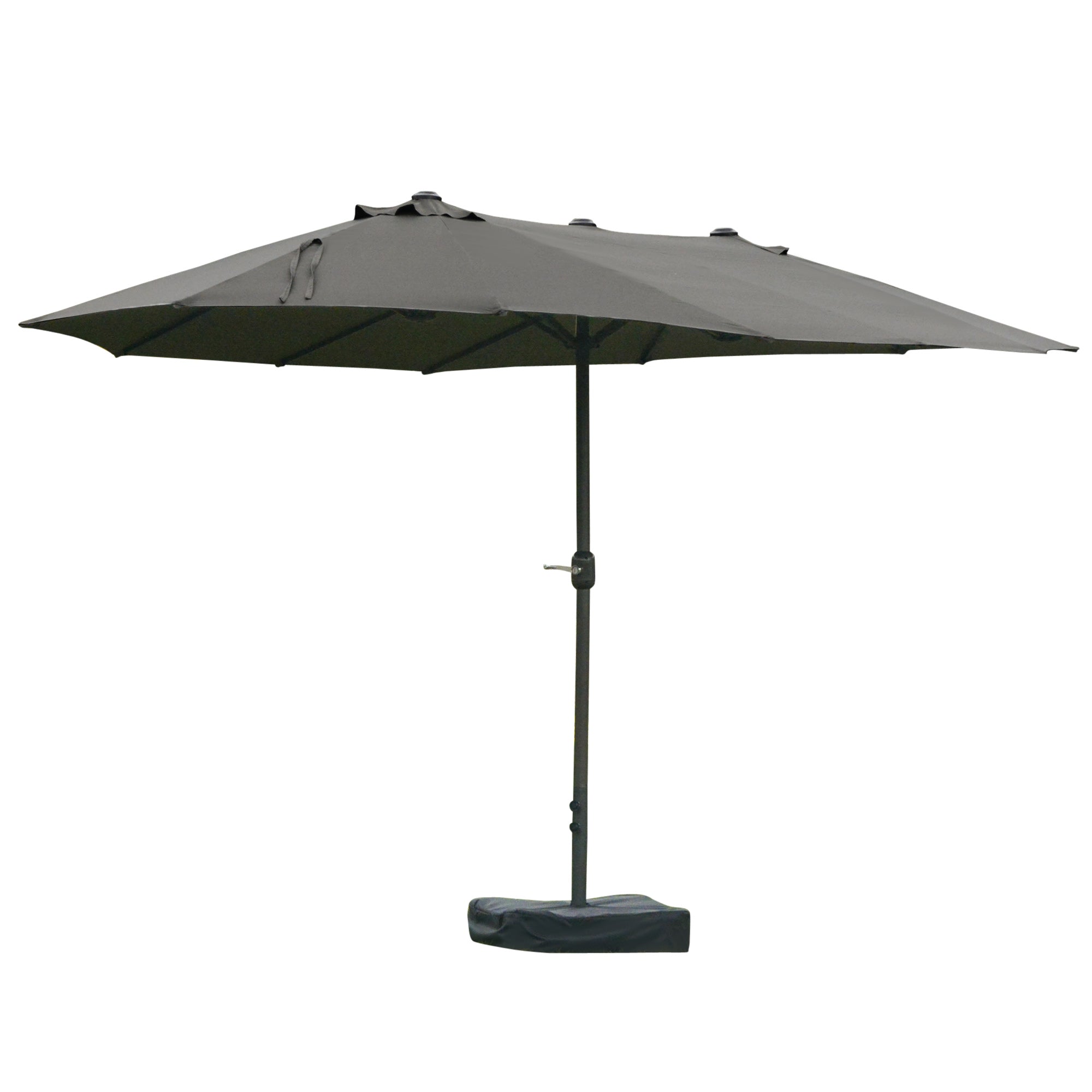 15 outdoor patio market double sided umbrella Outsunny Patio Umbrella 15' Steel Rectangular Outdoor Double Sided Market With Base, Sun Protection & Easy Crank For Deck Pool Patio, Dark Gray Grey