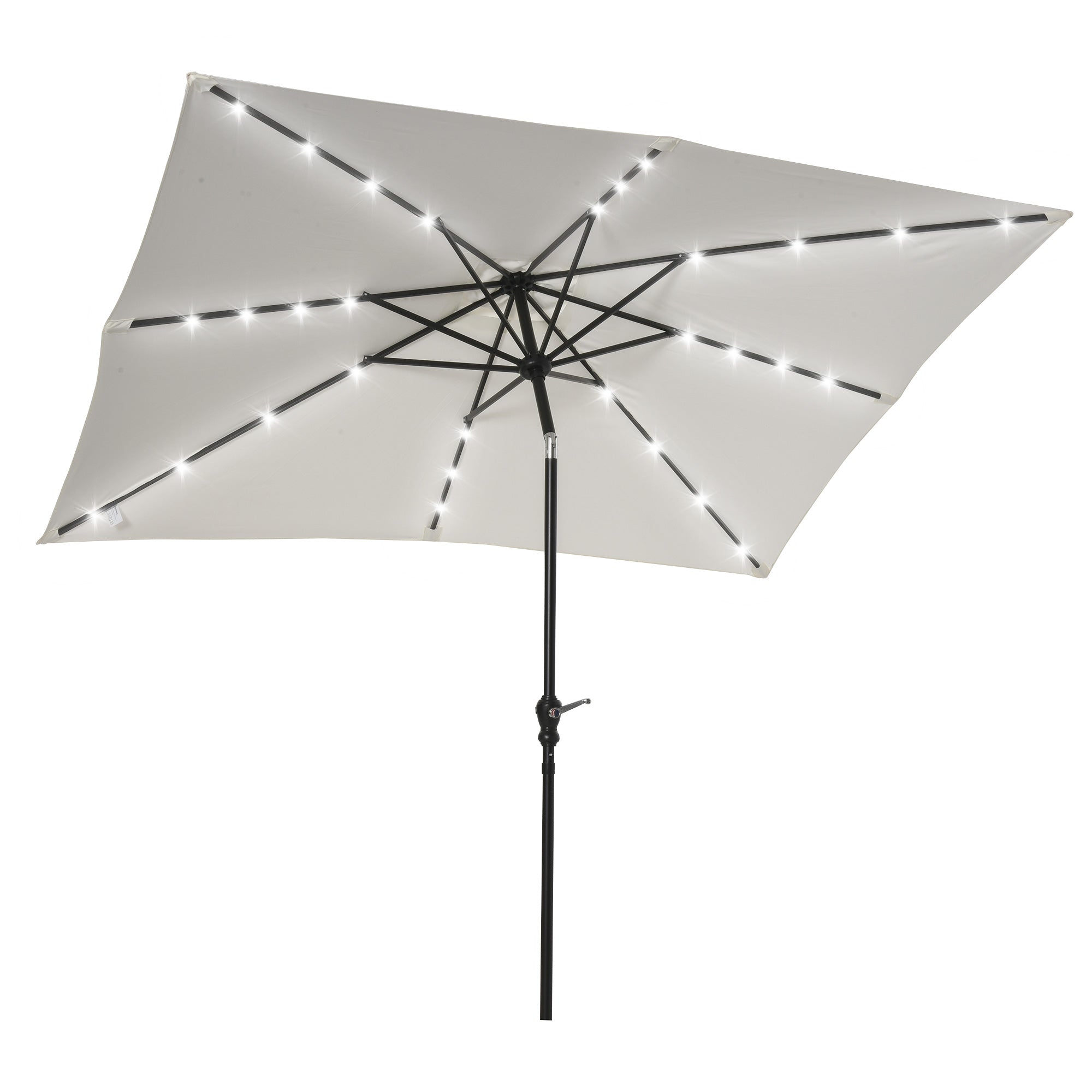 lighted patio umbrella Outsunny 9' X 7' Solar Umbrella, Led Lighted Patio Umbrella For Table Or Base With Tilt & Crank, Outdoor Umbrella For Garden, Deck, Backyard, Pool,