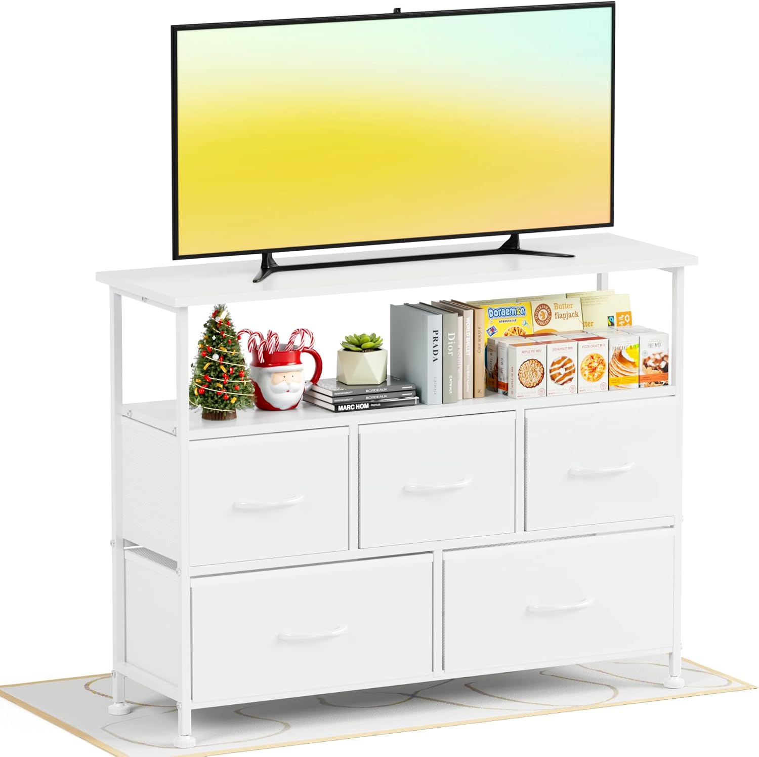 tv dresser for bedroom Snhomee Dresser TV Stand with 9 Drawers, Sturdy Metal Frame & Wood Top, Bedroom, Living Room, Hallway, Dorm room essentials, TV Stand Drawers 47.2