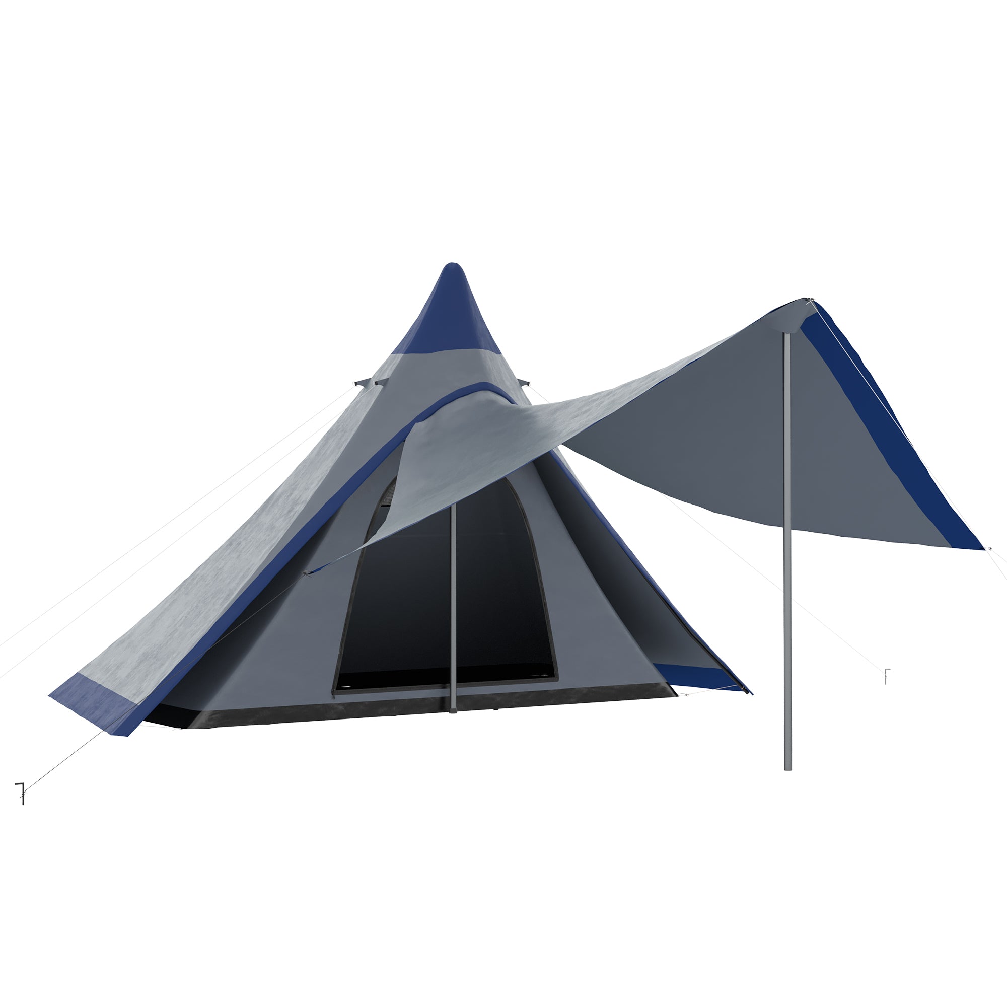 backpacking teepee tent Outsunny 15.4'X15.4'X8.5' Teepee Tent, Waterproof Camping Tent With Porch Area, Floor And Carry Bag, For 2 3 Person Outdoor Backpacking Camping Hiking