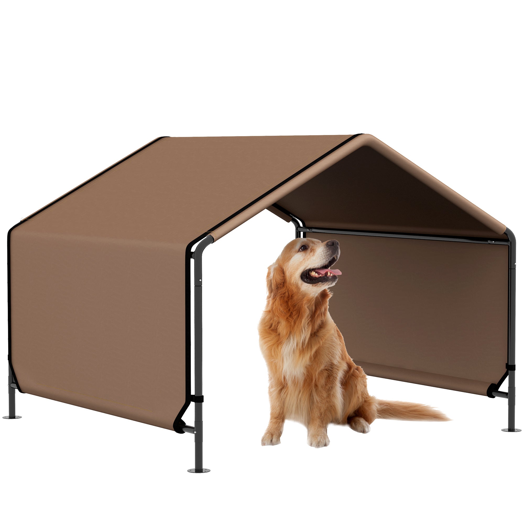dog tent house Pawhut Dog Shade Shelter, Portable Pet Tent, Water Resistant Dog House For Shade Protection, Outdoor, Garden, Patio, Backyard, Brown Brown Fabric