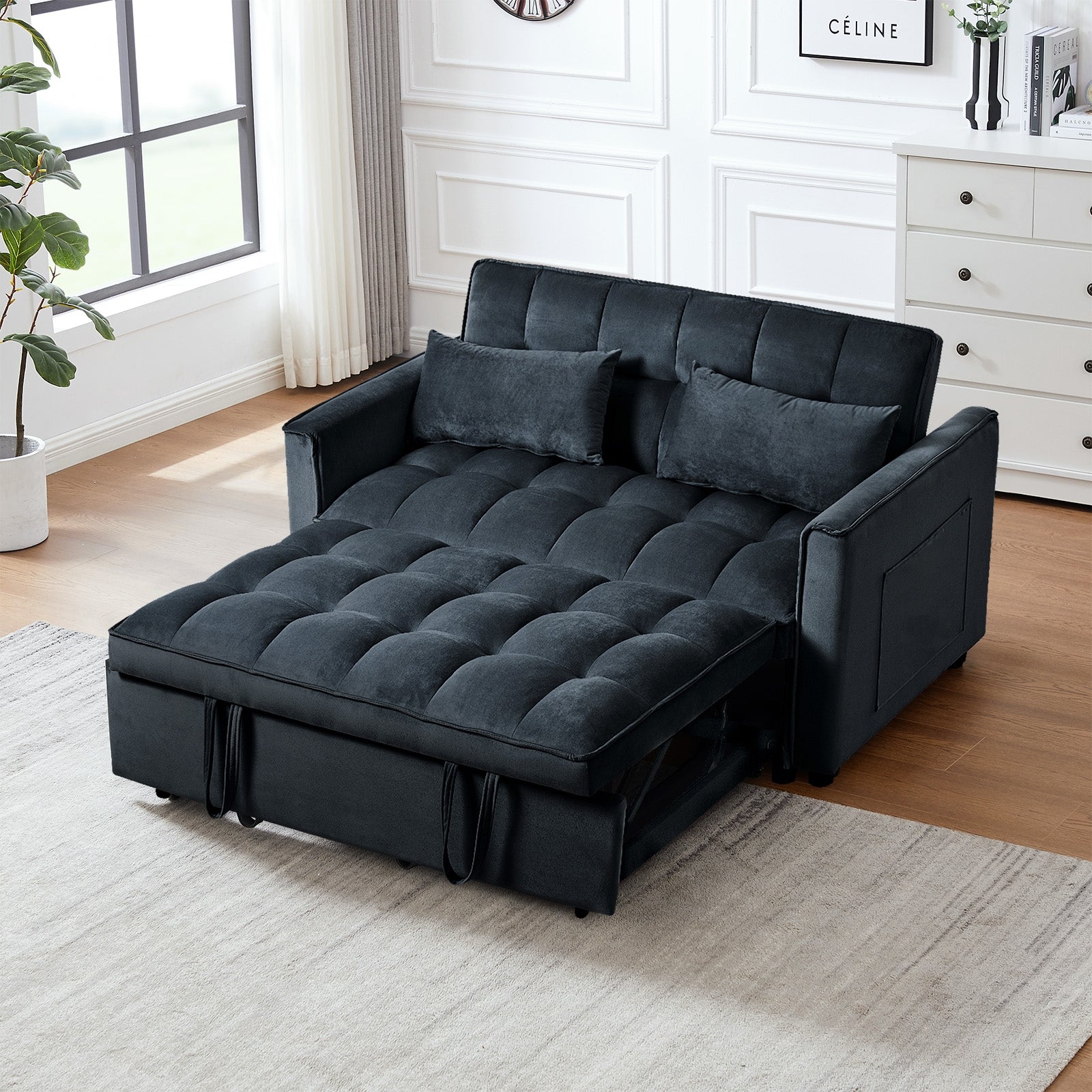 In Convertible Sleeper Sofa Bed, Modern Pull Out Couch Bed, Adjust