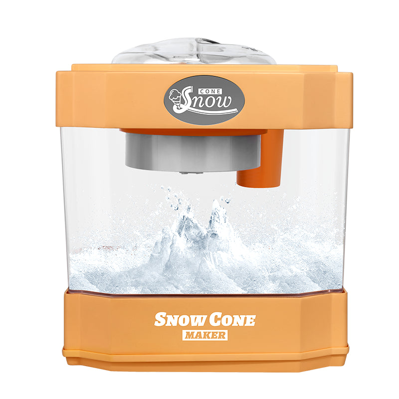 Snow Cone Maker, Tabletop Shaved Ice Machine For Slushies & Frozen Drinks, 2 Reusable Cups, Ice Scoop Orange Plastic