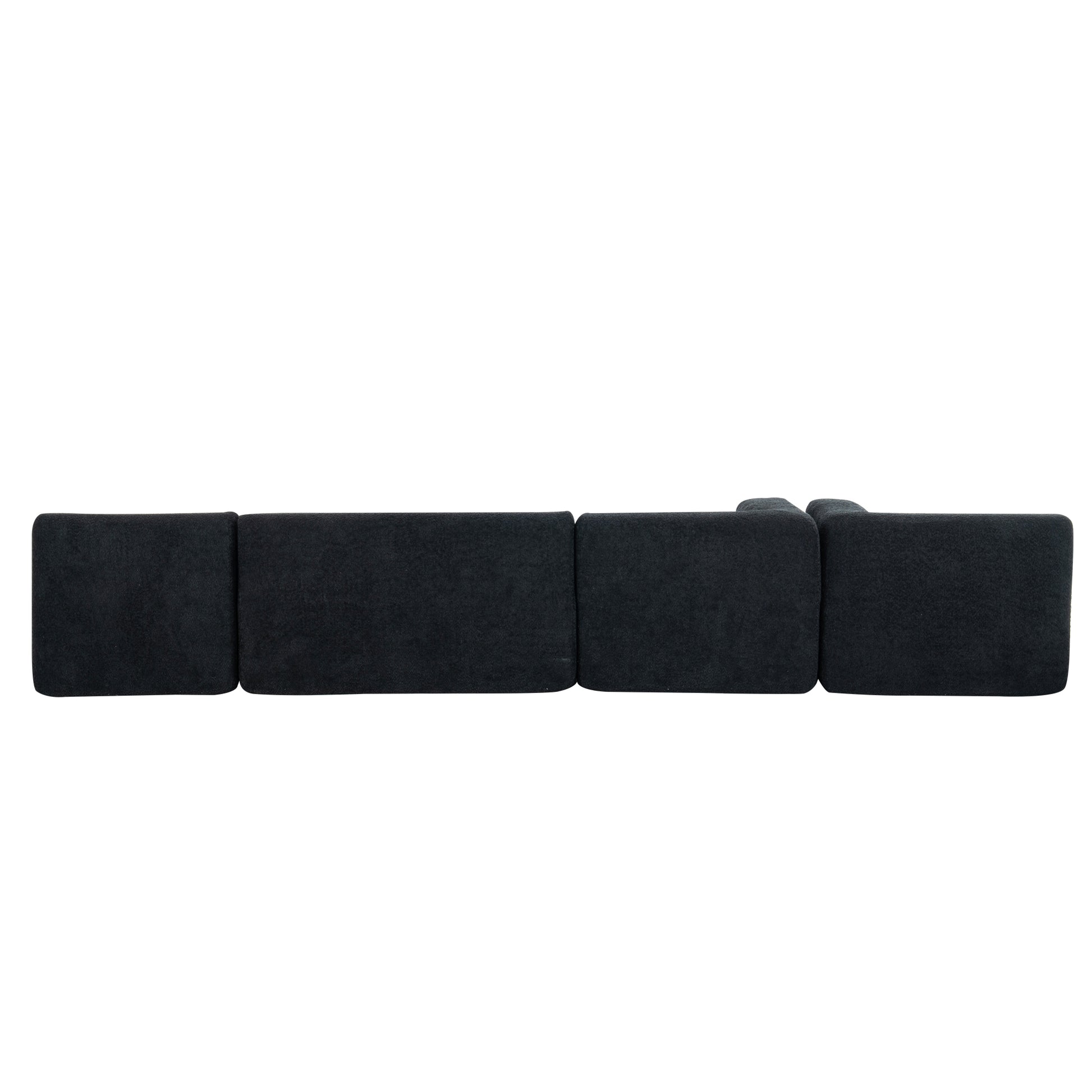 143.7" Upholstered Sofa Free Combined Sofa Couch With Two Chaise Lounge And Five Back Pillows For Living Room, Black Black Foam Polyester 5 Seat