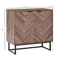 Homcom Sideboard Buffet Cabinet, Chevron Double Door Kitchen Cabinet, Accent Cabinet With Adjustable Shelf, Walnut Walnut Mdf