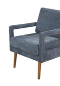 Mid Century Armchairaccent Chair With Chenille Armrest & Soft Cushion For Living Room, Bedroom, Home Office, Study, Dark Grayish Blue Blue Foam Wood Fabric