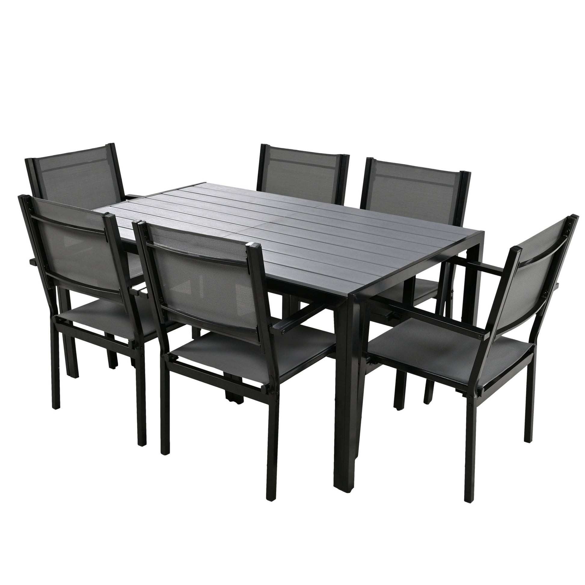 High Quality Steel Outdoor Table And Chair Set, Suitable For Patio, Balcony, Backyard. Gray Seats 6 Steel