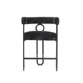 Coolmore Bar Stools Set Of 1, Modern Bar Stool With Back, Black Metal Frames, Upholstered Bar Stools For Kitchen Island, Pub, Club Black Chenille Black Primary Living Space Foam Chenille