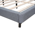 Queen Size Upholstered Platform Bed With Led Lights And U Shaped Headboard, Linen Fabric, Gray Queen Gray Wood Metal
