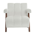 Mid Century Modern Accent Chair With Solid Wood Frame, Upholstered Living Room Chairs With Thick Cushion, Comfy Tufted Arm Chair For Bedroom, Living Room, Velvet, Ivory Ivory White Velvet