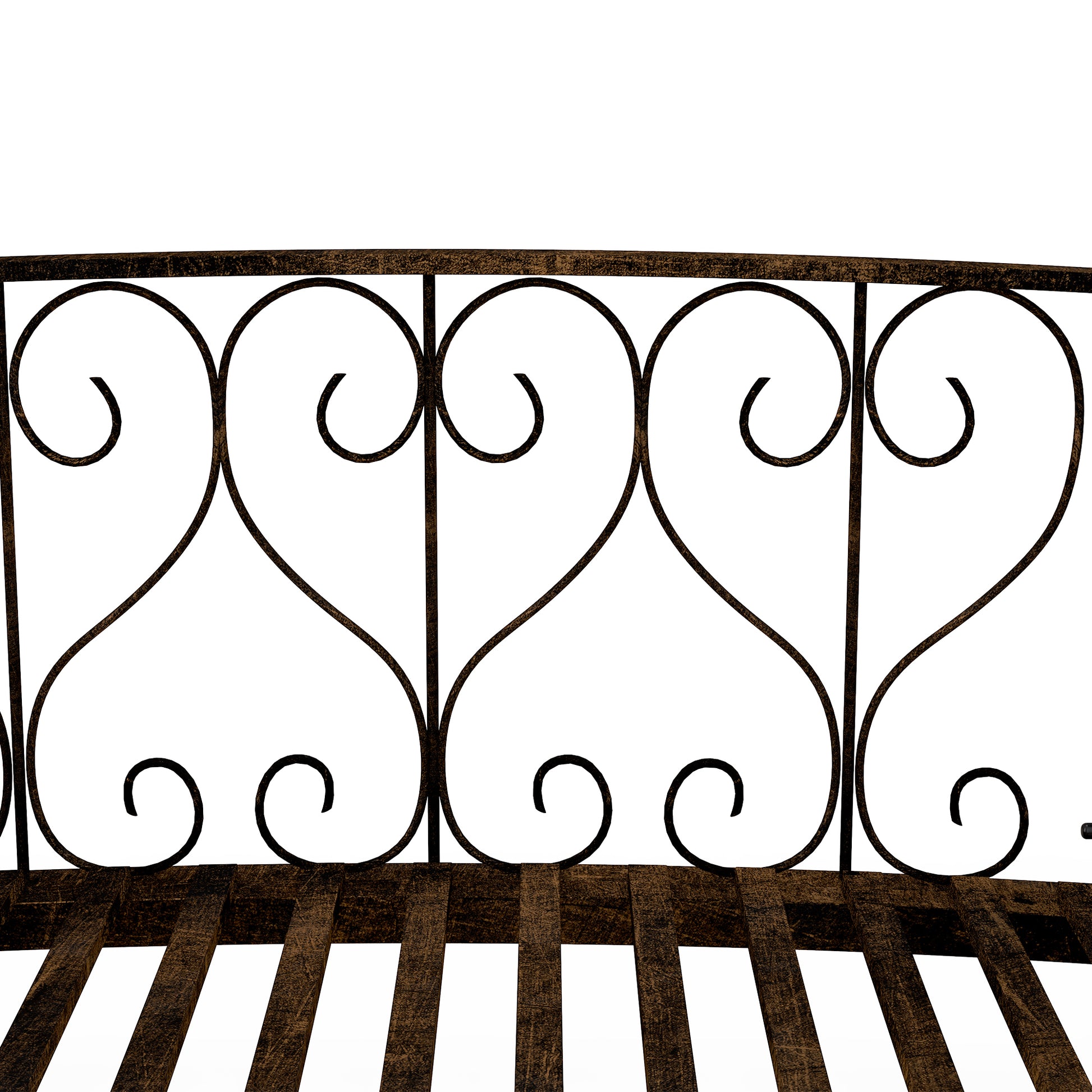 Outsunny 7' Metal Arch Garden Bridge With Safety Siderails, Decorative Arc Footbridge With Delicate Scrollwork "S" Motifs For Backyard Creek, Stream, Fish Pond, Bronze Bronze Steel