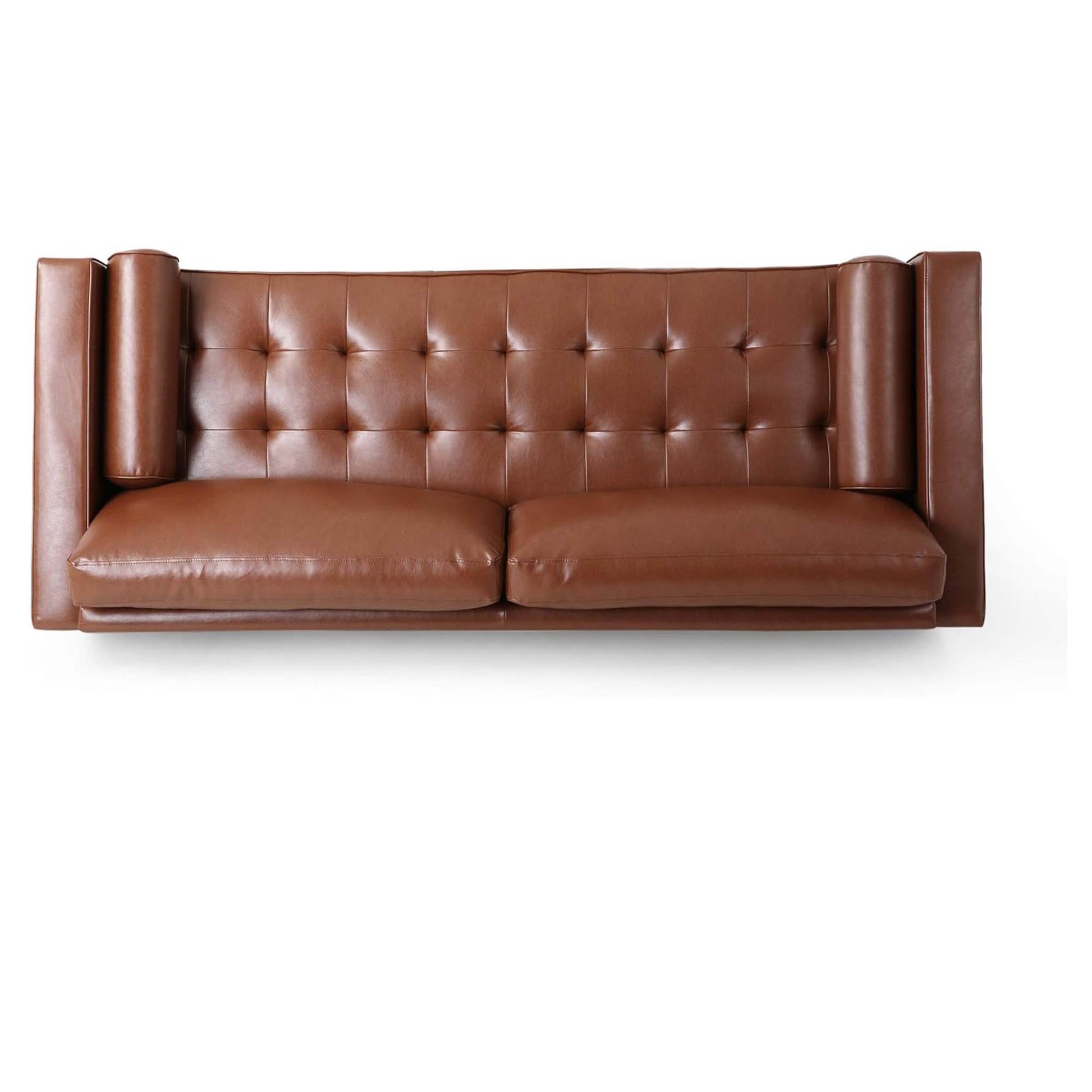 Mirod Comfy 3 Seat Sofa With Wooden Legs, Pu, For Living Room And Study Light Brown Pu 3 Seat