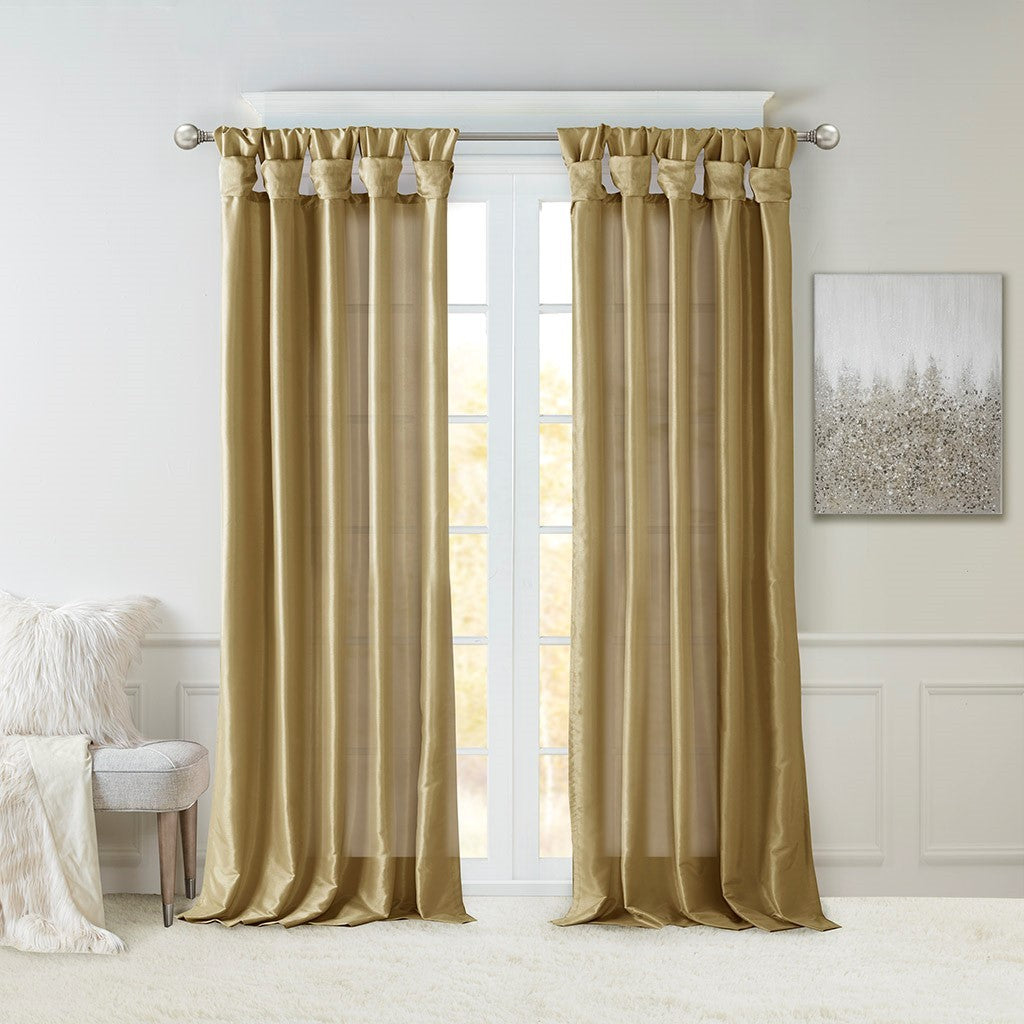 Twist Tab Lined Window Curtain Panel Only 1 Pc Panel Bronze Polyester