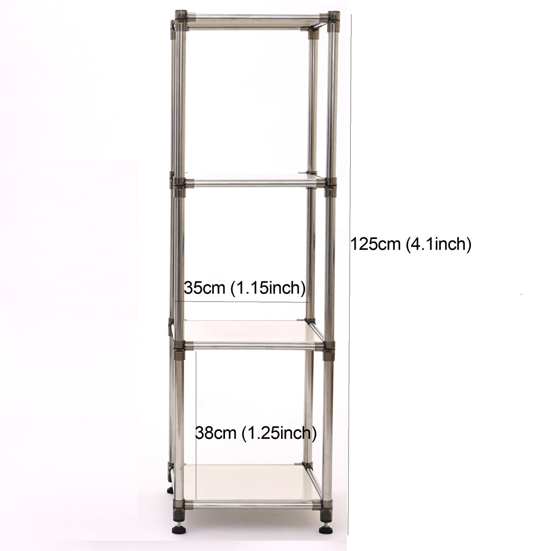 Korean White 4 Tier Heavy Duty Stainless Steel Storage Shelving Unit, 100Lbs Shelf 49"H X 14.9"W X 13.7"D For Indoor Outdoor Organizationmodular Rack, Extremely Durabl White Primary Living Space