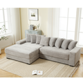 Arrived Oversized Two Piece Couches, L Shaped Sofa, Corduroy, Left Chaise Daybed,With Armrests,Eight Throw Pillows,Corner Sofa,Easy To Assemble, Gray Gray Polyester Wood Primary Living Space Medium Soft Pillow Back Modern Square Arms Wood 3 Seat