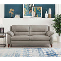 Lara Leather Sofa Stone Gray Memory Foam Genuine Leather 3 Seat