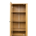 Rattan Door Bookshelf Display Case With Drawer