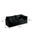 4 Piece Upholstered Sectional Sofa, 1 Piece Of 2 Seater Sofa And 2 Piece Of Ottomans2 Seater Loveseat Lounge With Ottomansblack Chenille Black Chenille 2 Seat