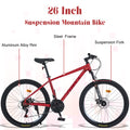 Mountain Bike For Men And Women 26 Inch 24 Speed Suspension Fork Kenda Tires Cycling Red Garden & Outdoor Steel