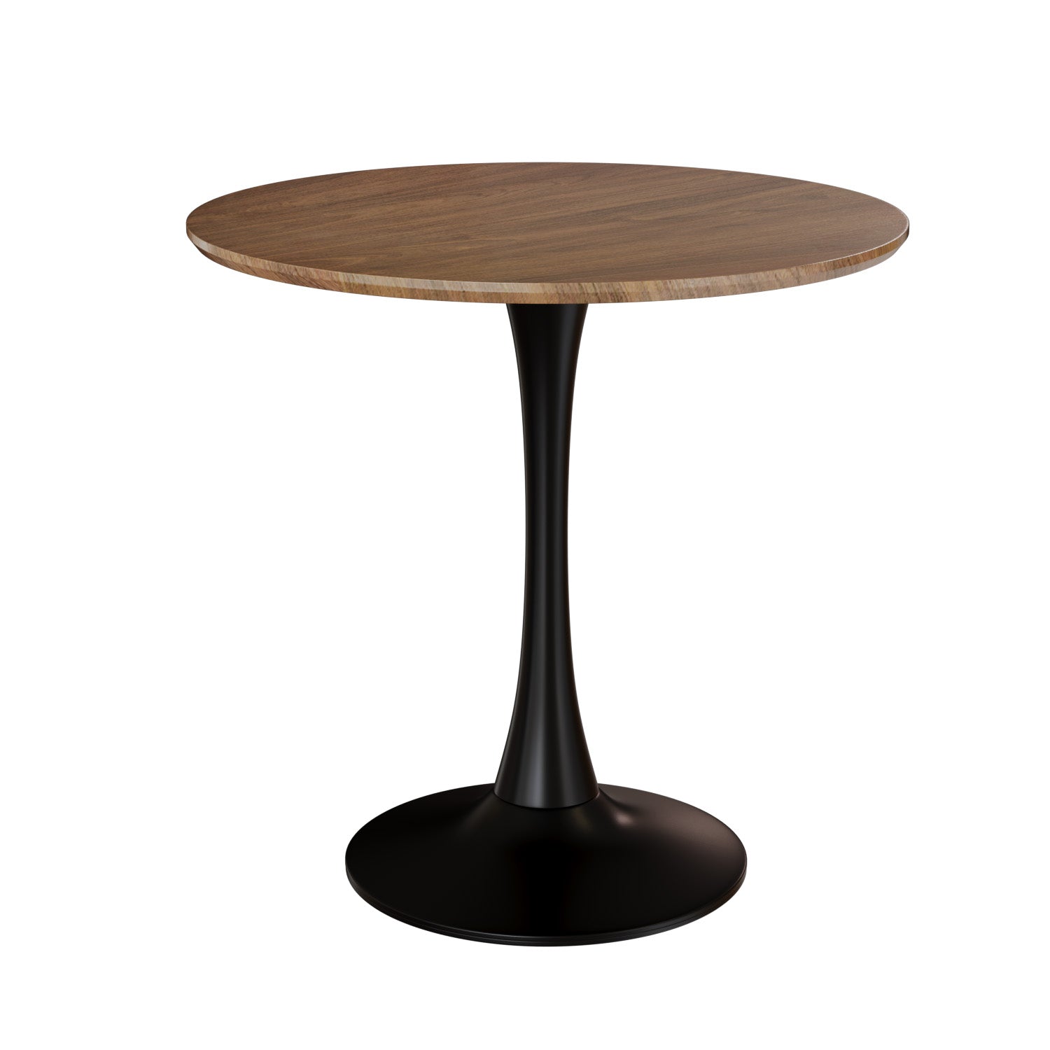 Walnut Color Round Dining Table, 31.5" Tulip Table Kitchen Dining Table 2 4 People With Mdf Table Top & Pedestal Base, Mid Century End Table Leisure Coffee Table Office Living Room Table Walnut Black Kitchen Round Mdf