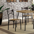 Dark Bronze Metal Kitchen 5Pc Dining Set Dining Table And 4X Side Chairs Paper Veneer X Cross Back Design Dining Room Furniture Metal Wood Natural Multi Seats 4 Metal Dining Room Solid Wood