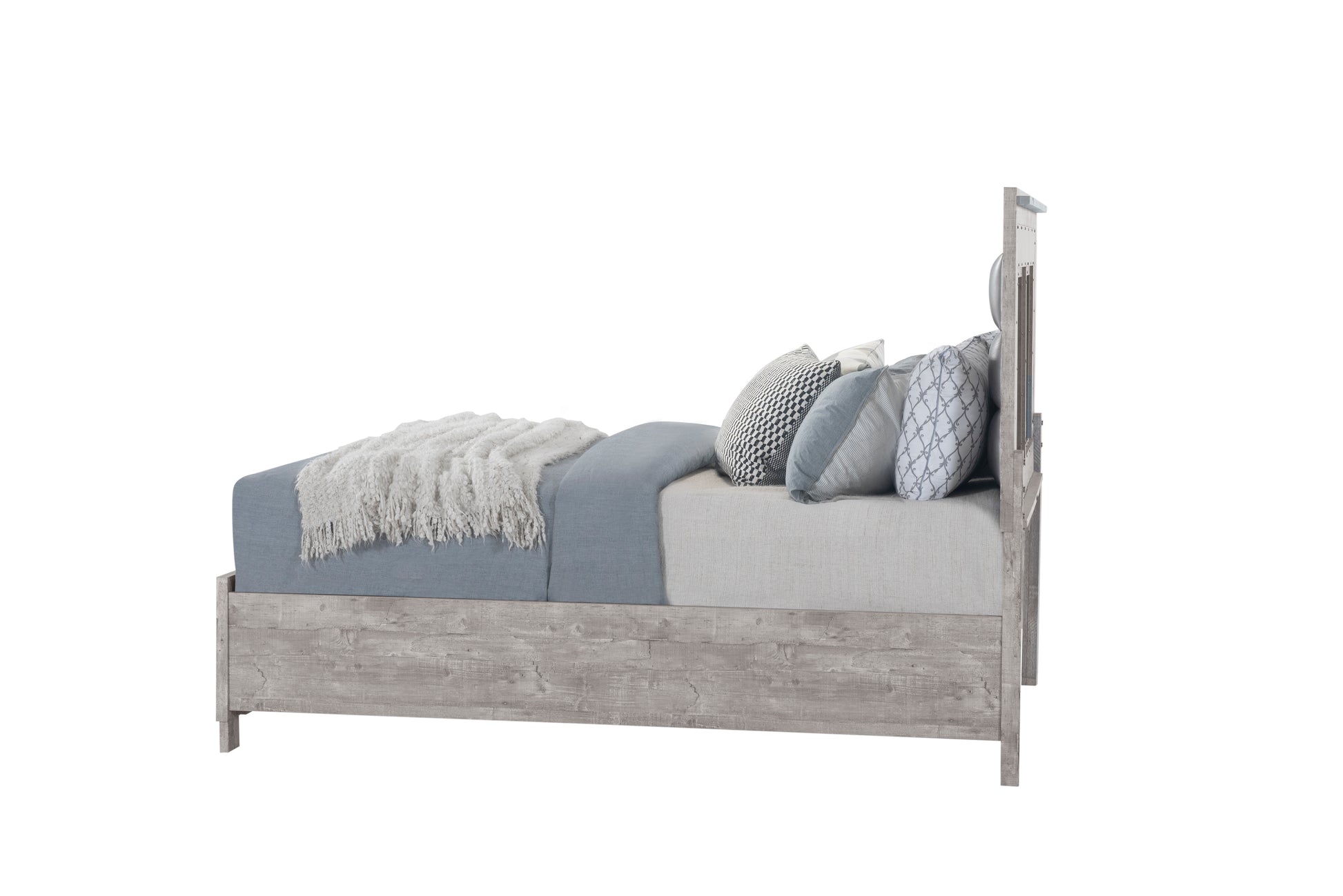 Rover Grey Full Bed Gray Solid Wood Mdf