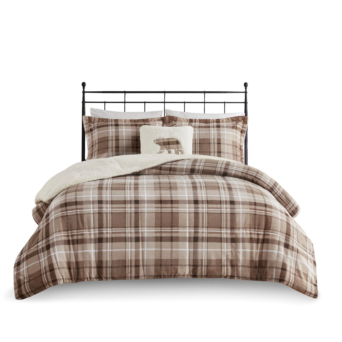 Plush To Sherpa Down Alternative Comforter Set King Multicolor Polyester