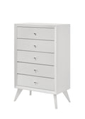 White 5 Drawer Chest With Tapered Legs White Bedroom Modern Wood