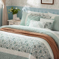 6 Piece Cotton Percale Quilt Set With Throw Pillows Aqua King Cal King King Aqua Polyester