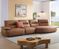 147.24'' Oversied Modern Sectional Curved Shaped Sofa Couch For Living Room,Upholstered 5 Seat Sofa Eco Leather Couch Set,Brown Brown Foam 5 Seat